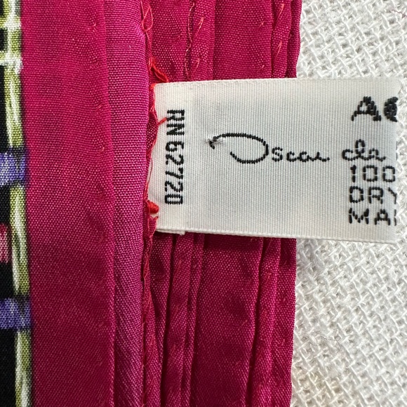 Oscar de la Renta Accessory Street Vintage Silk Oblong Scarf Floral Plaid - Picture 8 of 10
